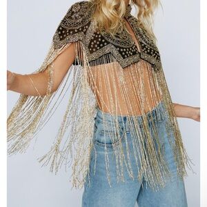 Embellished Fringe Cape